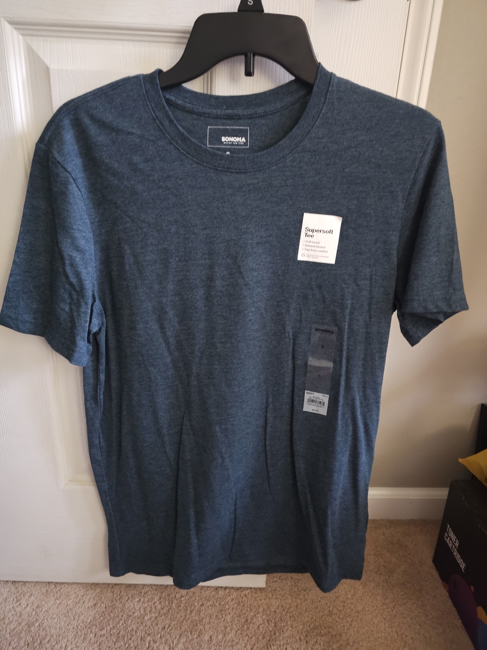 NWT Sonoma Men's Heather Navy Short Sleeve Crew Tee